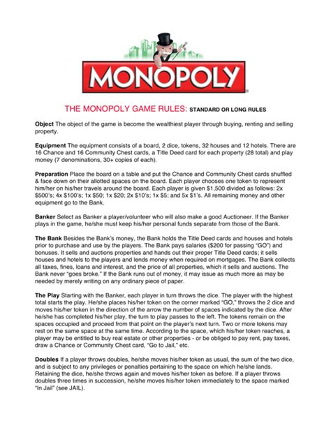 official monopoly rules.